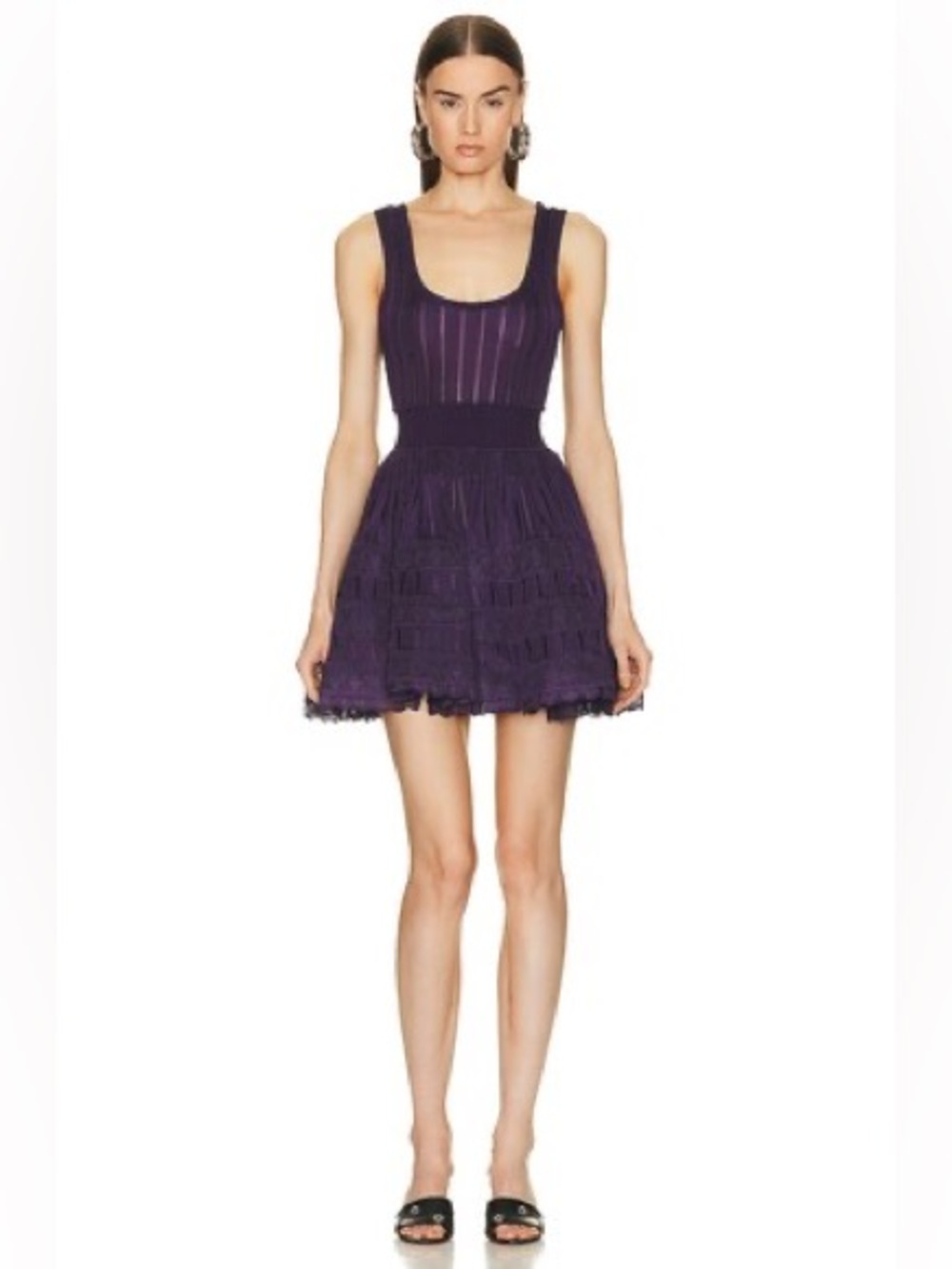 Alaia Fluid Skater Dress Violine Mini A-Line Purple Sleeveless size Small